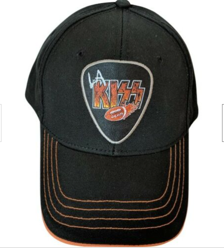 LA KISS Orange and Black Guitar Pick Hat (#009)