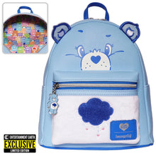Load image into Gallery viewer, Care Bears Grumpy Bear Flocked Mini-Backpack - Entertainment Earth Exclusive