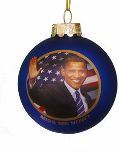 Kurt S. Adler 80MM Glass Obama Ball Ornament, Blue